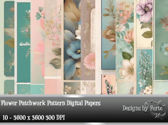 Download Flower Patchwork Pattern Digital Papers - Atc Collection