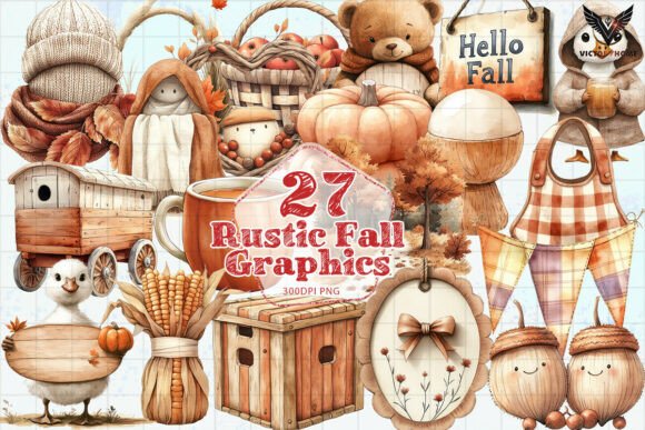 Download Cute Rustic Fall Graphics Set PNG - Fall graphics Collection