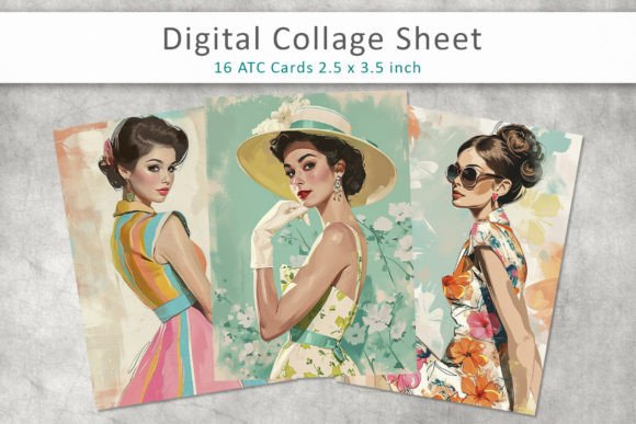 Download Woman 60's ATC Cards, Junk Journal Cards - Atc Collection