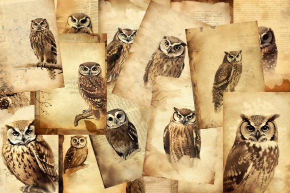 Download Printable Vintage Owl ATC Cards Ephemera - Atc Collection