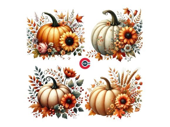 Download Fall Graphics with Pumpkin and Flowers - Fall graphics Collection